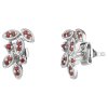 Silver earrings with czech garnet, rhodium plated - leaf                                            