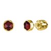 Silver earrings with czech garnet, gold plated                                                      