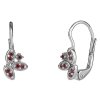 Silver earrings with czech garnet, rhodium plated - leaf                                            