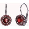 Silver earrings with czech garnet, rhodium plated - circle                                          
