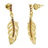 Silver earrings with czech garnet, gold plated - feather                                            