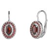 Silver earrings with czech garnet, rhodium plated - oval                                            