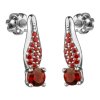 Silver earrings with czech garnet, rhodium plated                                                   