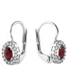 White gold earrings with czech garnet and diamond - oval                                            