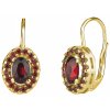 Gold earrings with czech garnet - oval                                                              