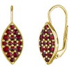 Silver earrings with czech garnet, gold plated - tip                                                