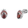 Silver earrings with czech garnet, rhodium plated - drop                                            
