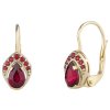 Gold earrings with czech garnet - drop                                                              