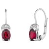 White gold earrings with czech garnet and diamond - oval                                            