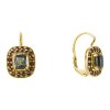 Silver earrings with czech garnet and moldavite, gold plated - rectangle                            