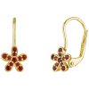 Silver earrings with czech garnet, gold plated - flower                                             