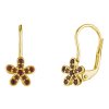 Silver earrings with czech garnet, gold plated - flower                                             