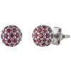 Silver earrings with czech garnet, rhodium plated - ball                                            