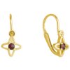 Silver earrings with czech garnet, gold plated - star                                               