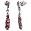 Silver earrings with czech garnet, rhodium plated - drop                                            
