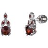 Silver earrings with czech garnet, rhodium plated                                                   