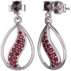 Silver earrings with czech garnet, rhodium plated - drop                                            