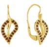 Silver earrings with czech garnet, gold plated - leaf                                               