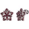 Silver earrings with czech garnet, rhodium plated - star                                            