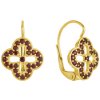 Silver earrings with czech garnet, gold plated - flower                                             