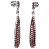 Silver earrings with czech garnet, rhodium plated - drop                                            