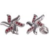 Silver earrings with czech garnet, rhodium plated - star                                            