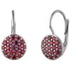 Silver earrings with czech garnet, rhodium plated - circle                                          