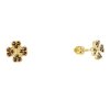 Silver earrings with czech garnet, gold plated - four-leaf clover                                   