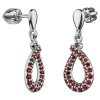 Silver earrings with czech garnet, rhodium plated - drop                                            