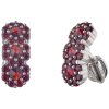Silver earrings with czech garnet, rhodium plated - flower                                          