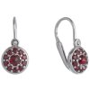 Silver earrings with czech garnet, rhodium plated - circle                                          