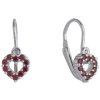 Silver earrings with czech garnet, rhodium plated - heart                                           