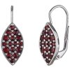 Silver earrings with czech garnet, rhodium plated - tip                                             