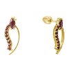Silver earrings with czech garnet, gold plated - wave                                               