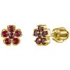 Silver earrings with czech garnet, gold plated - flower                                             