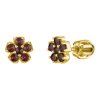 Silver earrings with czech garnet, gold plated - flower                                             