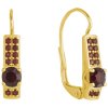 Silver earrings with czech garnet, gold plated - rectangle                                          