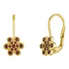 Silver earrings with czech garnet, gold plated - flower                                             