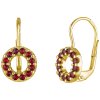 Silver earrings with czech garnet, gold plated - circle                                             