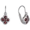 Silver earrings with czech garnet, rhodium plated - flower                                          