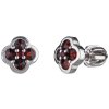 Silver earrings with czech garnet, rhodium plated - flower                                          