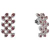 Silver earrings with czech garnet, rhodium plated - leaf                                            
