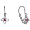 Silver earrings with czech garnet, rhodium plated - star                                            