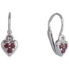 Silver earrings with czech garnet, rhodium plated - heart                                           