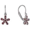 Silver earrings with czech garnet, rhodium plated - flower                                          
