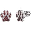 Silver earrings with czech garnet, rhodium plated - paw                                             