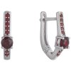 Silver earrings with czech garnet, rhodium plated - line                                            