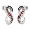 Silver earrings with czech garnet, rhodium plated - infinity                                        