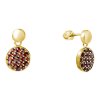 Silver earrings with czech garnet, gold plated - circle                                             