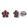 Silver earrings with czech garnet, rhodium plated - flower                                          